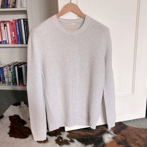 Men’s Medium Marine Layer Woven Crew Sweater in Light Cream/Gray